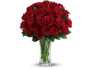 Vörös rózsa vázával