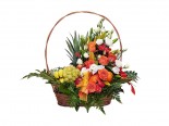 Fruits basket with flowers